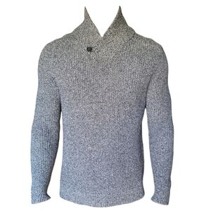 Men’s Banana Republic Sweater, Black, white, foldover collar w button detailing